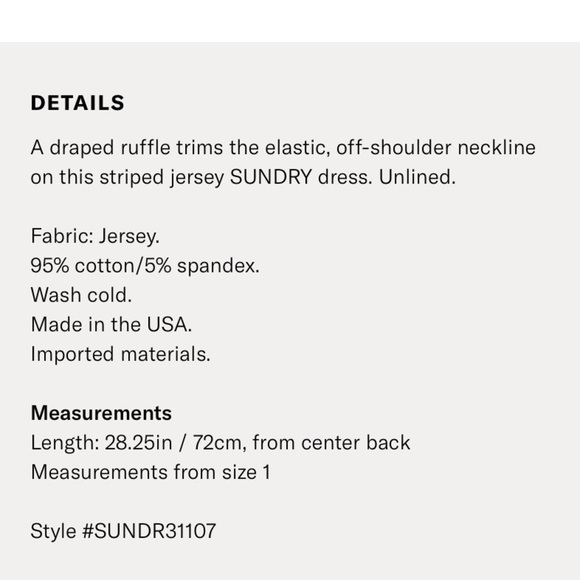 Sundry jersey dress off the shoulder soft small striped soft brand new with tags - Picture 7 of 8